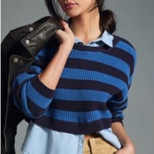 Pilcro Blue and Black Striped Sweater